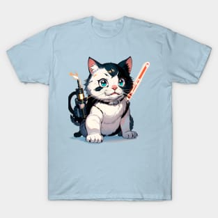 Star Cat Tshirt and Stickers Design Cute Cat Sci-Fi Characters Robot Carousel T-Shirt